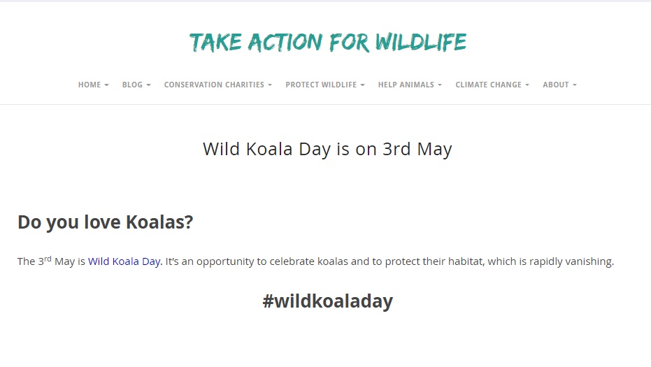 Wild Koala Day on Take Action For Wildlife